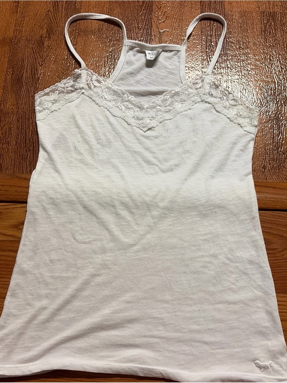 PINK Victoria's Secret White Lace-Trim Camisole tank top size medium rare